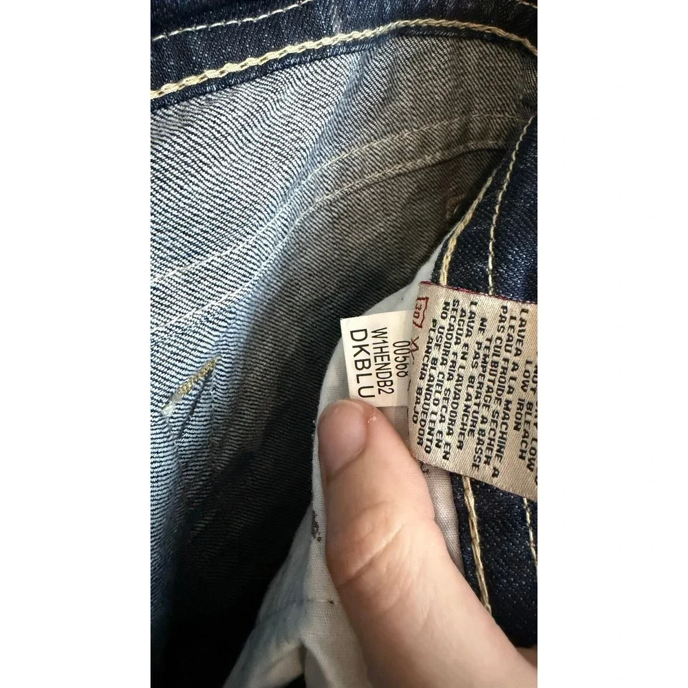 MEK Denim‎ Henderson Bootcut Jeans 28 Dark Wash Distressed Y2K W1HENDB2 DKBLU